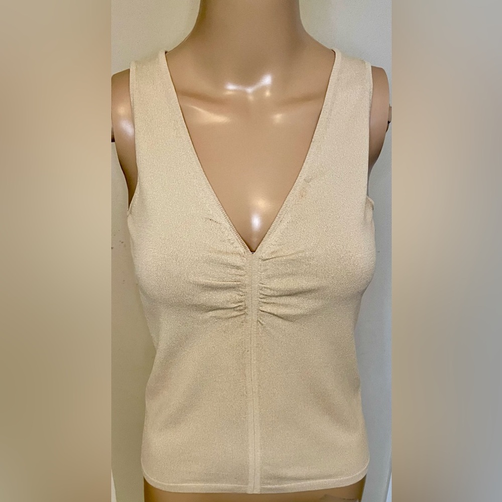 Banana Republic Cream Ruched Sleeveless Tank Top, Size XS